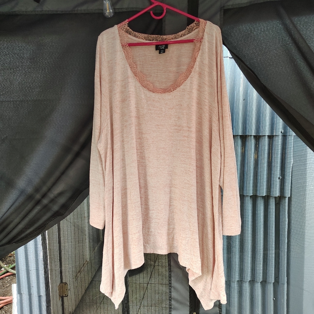 Cream Asymmetrical Long Sleeve Tunic